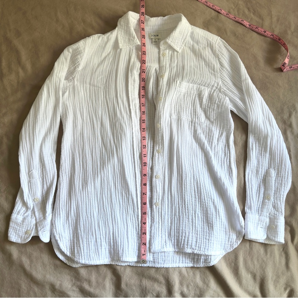 J CREW Factory 100% Cotton White Gauze Button Down Shirt - Picture 4 of 5